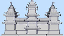 Game Ready Fantasy Castle 3d model - Maya Wireframe