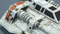 Game Ready Star Wars Snowspeeder 3D Model - Closeup Render