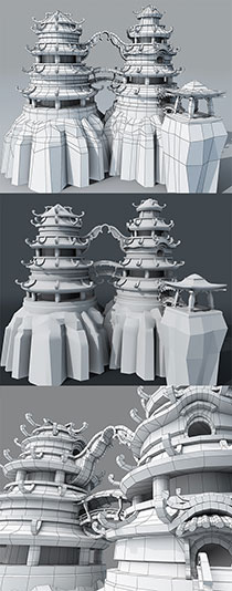 Game Ready Fantasy Towers 3d Model 