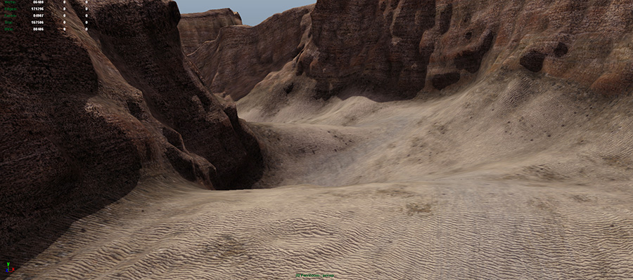 Mirena Rhee - terrain sculpting and painting of a desert canyon with Maya and Mudbox