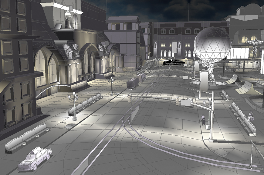 Mirena Rhee - Environment Art for Civic center - wireframe