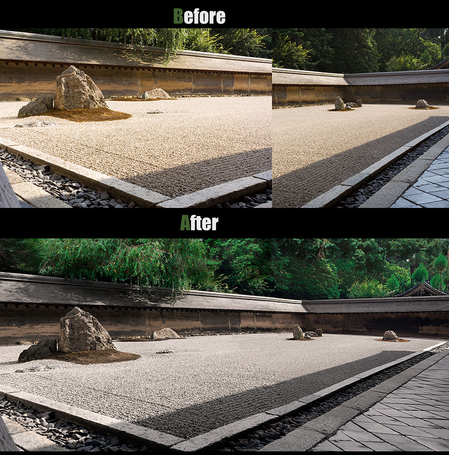 Photo Retouching using Photoshop - Ryoan-ji 