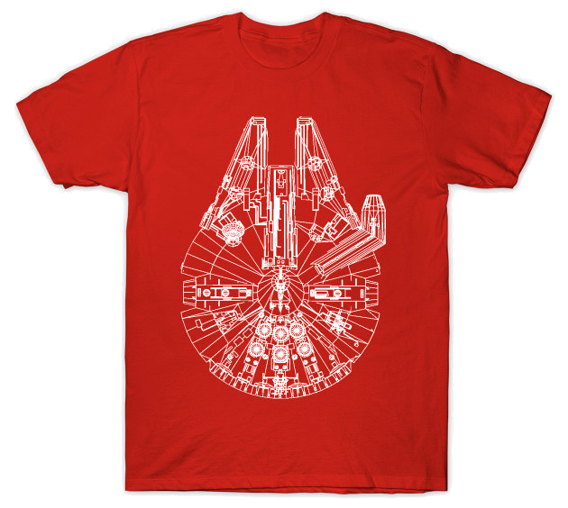 3D Millennium Falcon Red T-Shirt 